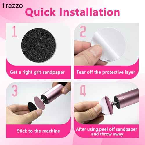Trazzo Color-Coded Replacement Sanding Discs for Electric Foot File ? 80/120/180 Grit Refill Sandpaper Pads for Callus Remover, Fits Most Round Foot Grinders (60PCS)