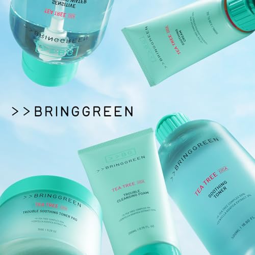BRING GREEN Tea Tree Cica Trouble Cleansing Foam | Mild Cleanser for Exfoliation, Removes Blackheads, Whiteheads, Facial Residue, for Trouble, Irritated, Sensitive Skin (10.1 Fl. Oz., 300ml)
