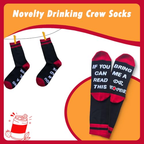 Funny Drinking Theme Crew Socks for Adults - Gifts for Beer & Party Lovers, Shoe Size 10-13