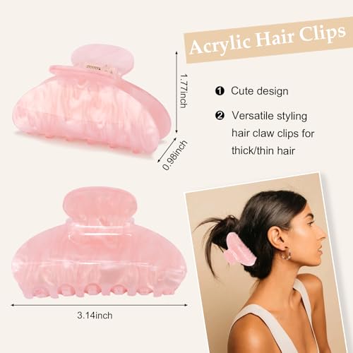 Acrylic Claw Hair Clips - 4 Pack Medium (Pink & Yellow)