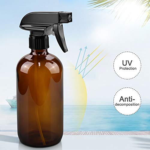 16oz Glass Spray Bottles for Cleaning & Hair - Refillable with Adjustable Nozzle