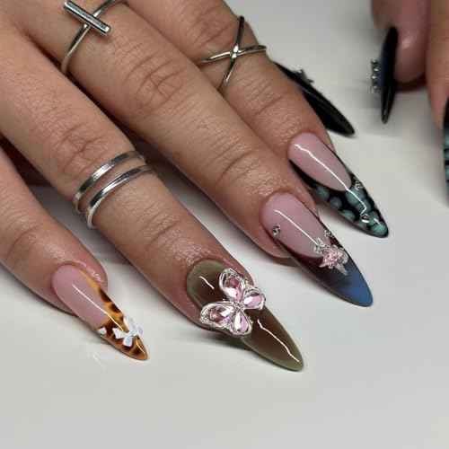 40PCS Nail Charms Y2k Pink Gold Nail Art Rhinestone Charms 3D Heart Star Bow Cherry Nail Gems for Acrylic Nail Accessories for Women Girl Manicure DlY Crafts Supplies