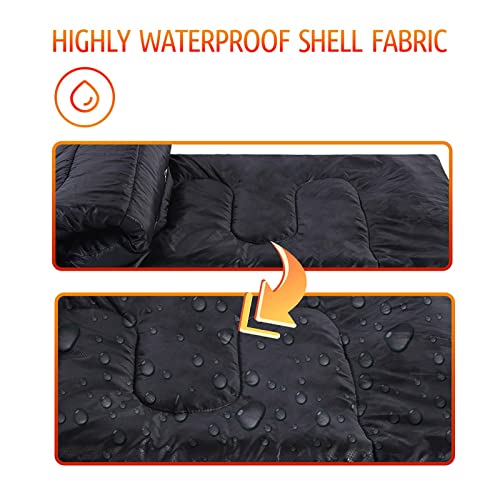 Sleeping Bags for Adults Backpacking Lightweight Waterproof- Cold Weather Sleeping Bag for Girls Boys Mens for Warm Camping Hiking Outdoor Travel Hunting with Compression Bags（Black）