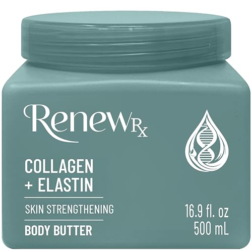 Collagen + Elastin Skin Strengthening Body Butter for Dry Skin ? Hydrating & Firming Skin Care, Vegan Skincare, 16 oz