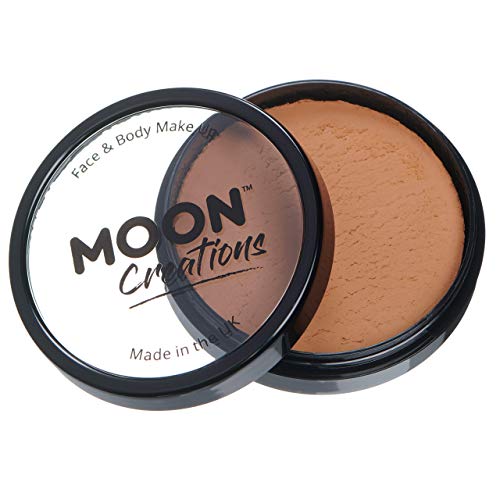 Moon Creations Pro Face & Body Paint Cake Pots Light Brown - Professional Water Based Face Paint Makeup for Adults, Kids - 1.26oz