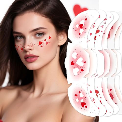 Valentine's Day Temporary Tattoos - 5 Sheets Red Heart Freckles