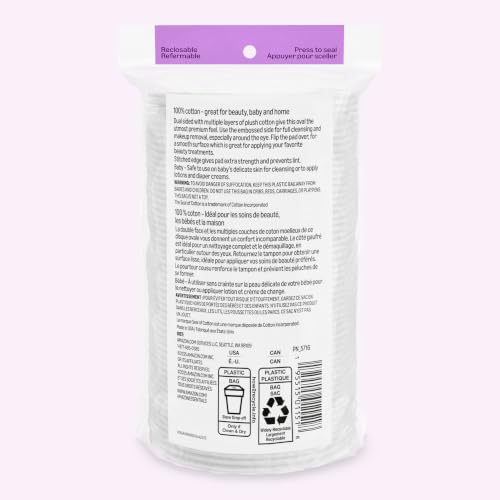 Amazon Essentials Oval Premium Cotton Pads, 300 Count