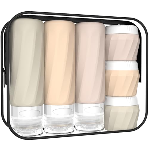 6Pcs TSA Approved Silicone Travel Bottles & Jars Set