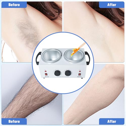 Double Wax Warmer Professional£¬Wax pot for Hair Removal with Adjustable Temperature Set, Portable Professional Wax Heater for spa and Salon,Body with 200pcs Wax Sticks