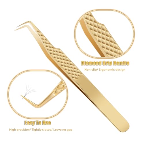 Eyelash Tweezers for Lash Extensions (Set of 7), Professional Lash Extension Tweezers Kit, Lash Tweezers for Mega Volume, Isolation & Classic False Lashes, Lash Artist Supplies