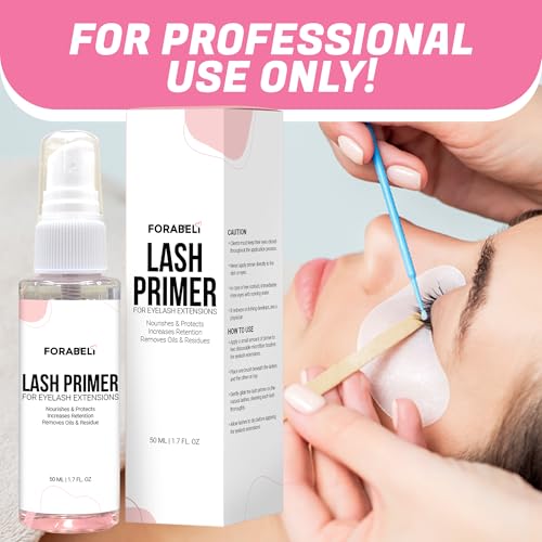 Forabeli Lash Primer Spray for Eyelash Extensions 50ml | Large Value Size Pre-Treatment | Maximum Retention & Adhesion Booster | Protein Remover & Cleanser | Oil Free Formula | 1.69 fl oz