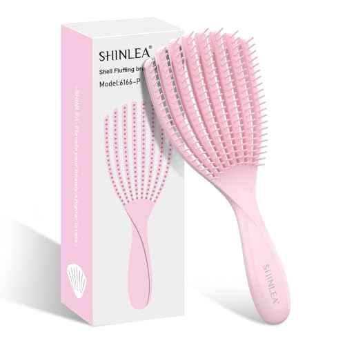 Detangler Brush for Curly Hair, Hairbrush for Wet Dry Thick Thin, Easily Comb Through Curl Hair and Reduces Breakage, Curly Brush for Women Men Kid (Pink)
