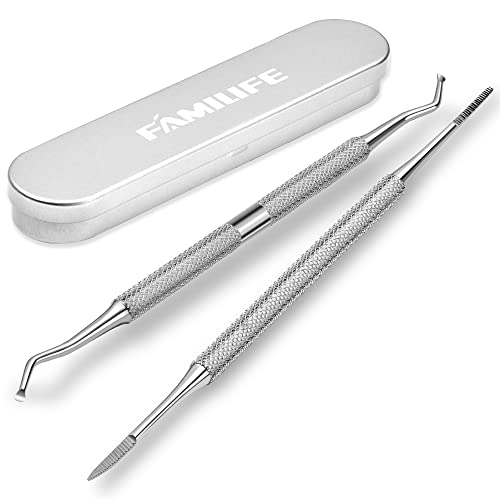 FAMILIFE Professional Manicure Kit 8PCS & Ingrown Toenail Tool 2PCS, Stainless Steel, Silver