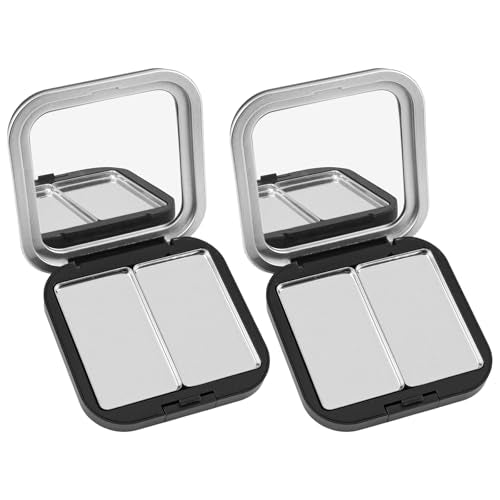 2Pcs Empty Eyeshadow Palette - Refillable Makeup Organizer with Grids