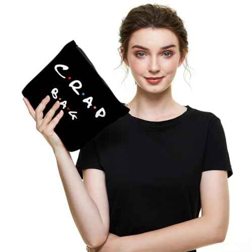 Funny gift Friend makeup bag, Best friend Cosmetic Bag, Friends Theme Natural Reusable Eco-Friendly Makeup Bag Gifts, for Women Men Best Friends Birthday Christmas Gift. Black