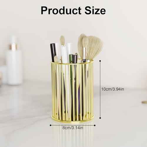 Makeup Holder - Makeup Brush Organizer, Cosmetic Brushes Storage Holder for Dressing Table, Gold.