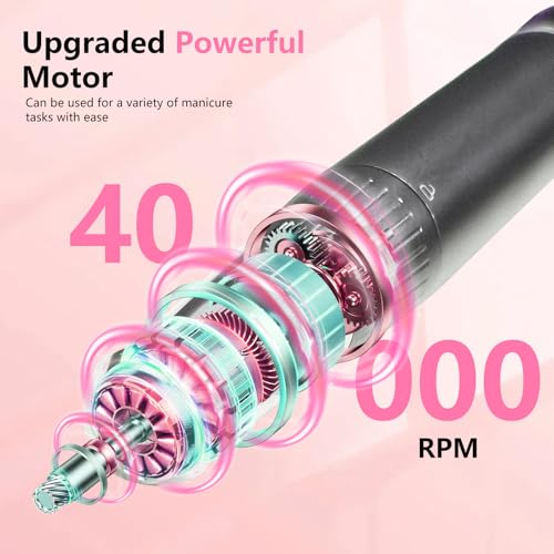 BETE Professional Cordless Nail Drill Kit - 40000 RPM, 8-10h Runtime