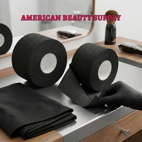 Disposable Barber Neck Strips – 5 Count Black, Hygienic Haircut & Shaving Paper, ABS American Beauty Supply
