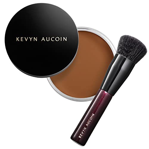 Kevyn Aucoin Foundation Balm, FB 15 (Deep) shade + brush: Light diffusing. Full coverage, buildable, blends, blurs, corrects, evens out complexion, and hydrates. All skin types. Makeup artist go to.