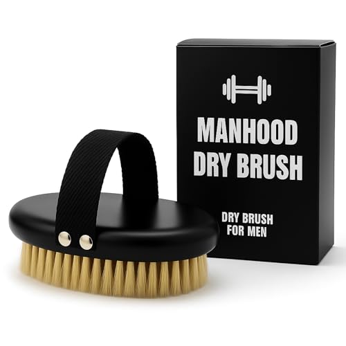 Dry Brush for Men ? Firm bristles, Black Non-Slip Handle, exfoliating Body Tool for Dry Brushing and Lymphatic Drainage