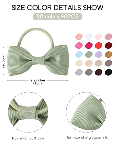 40-Piece 2" Baby Hair Bows Elastic Ties Set