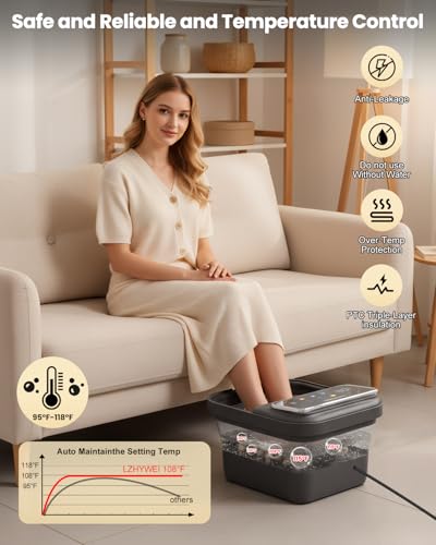 Electric Foot Spa Massager with Heat, Rotating Shiatsu & Touchscreen Control