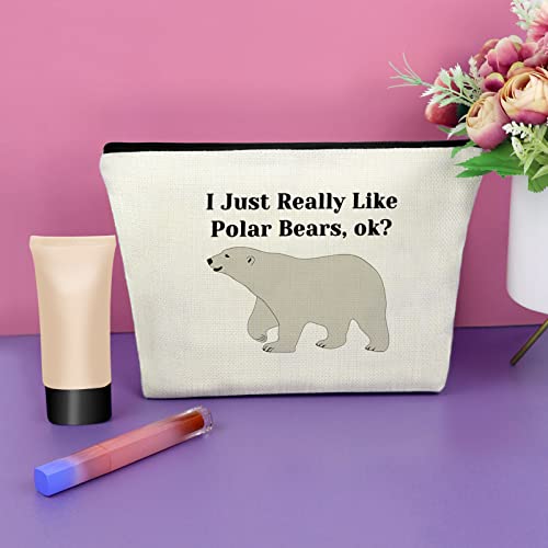 Polar Bear Gifts for Women Makeup Bag Polar Bear Lover Gift Animal Lovers Gift for Friend Cosmetic Bag Birthday Gifts for Sister Graduation Gifts for Her Christmas Gifts Cosmetic Travel Pouch