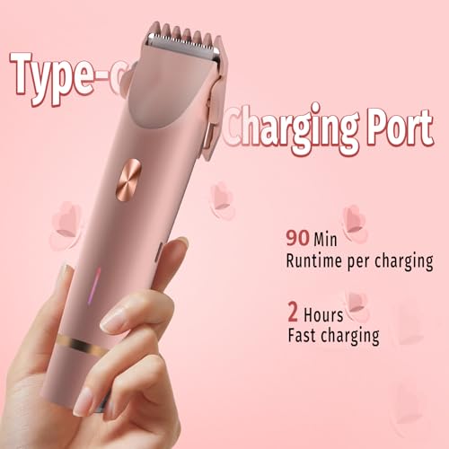Pink Women's Bikini Trimmer & Electric Razor 2-in-1 Waterproof Body & Facial Hair Remover