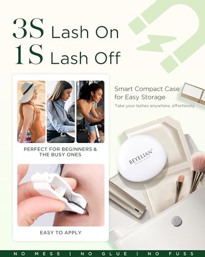 BEYELIAN Magnetic Eyelashes with Applicator - Reusable & Natural Look