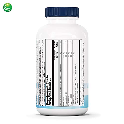 Nutra Biogenesis PanZyme - Betaine HCL with Pepsin, Pancreatin, Lipase and Protease, Cellular Energy, Nervous System and Metabolic Health Support - 180 Capsules
