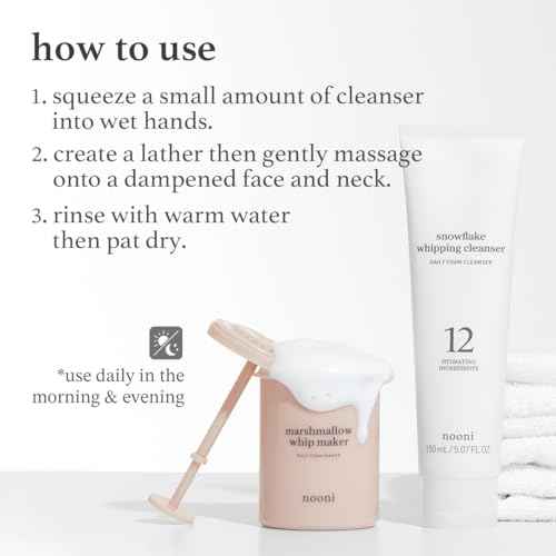 NOONI Face Cleansing - Snowflake Whipping Cleanser | Korean Glass Skin Care, Kbeauty, Facial Wash, Remove Impurities, Purifying, Vegan Whipped Cream, Moisturizing, Sensitive Skin, 5.07 FL Oz