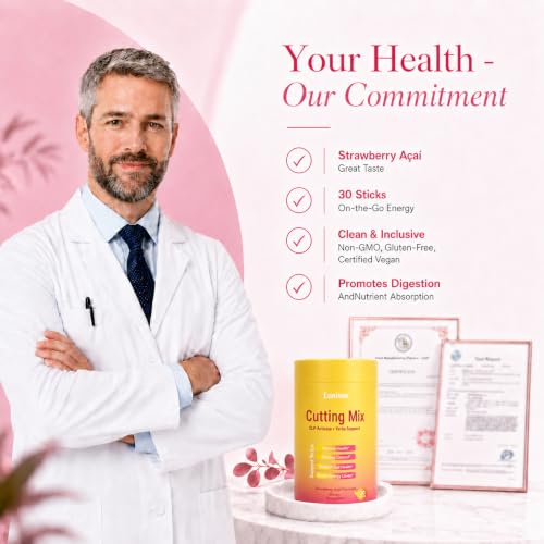 Lunivox GLP-1 Drink Mix with Prebiotics, Strawberry Açaí Flavor, 30 Sticks