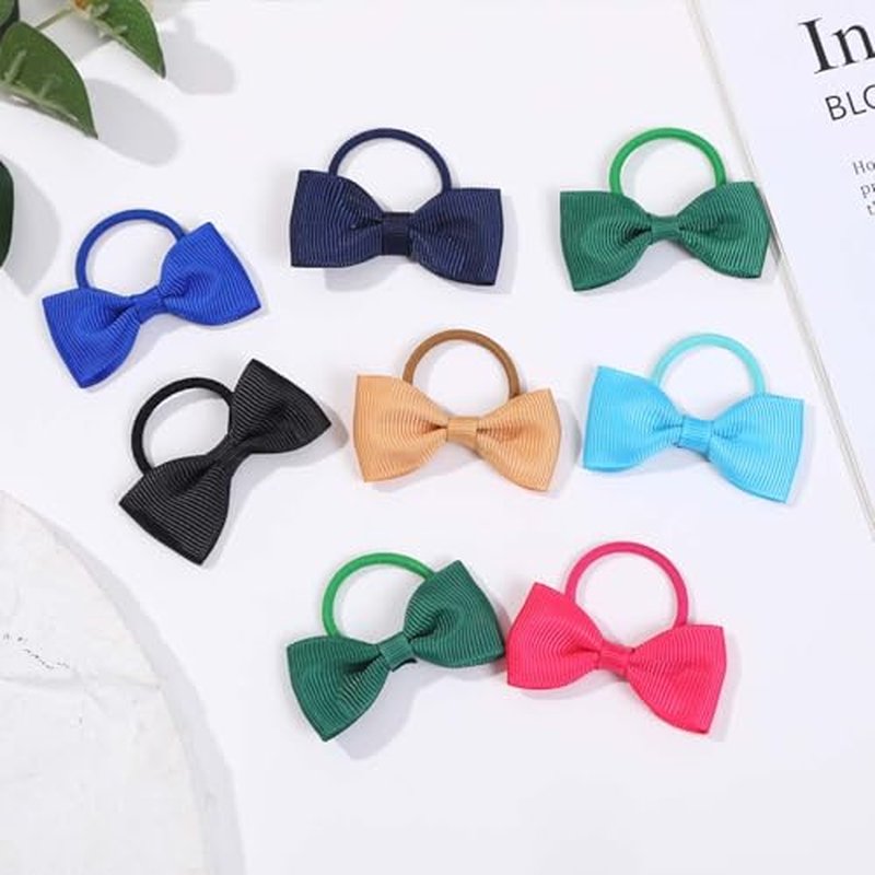 40 Pcs Baby Hair Ties with Bows - Soft Elastic Ponytail Holders