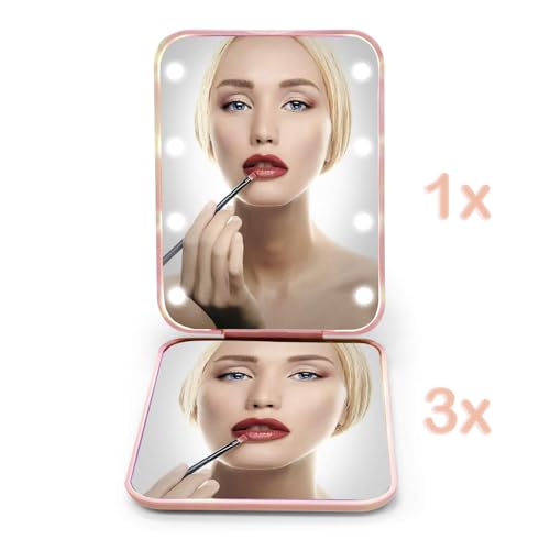 Kintion LED Compact Mirror 1X/3X Magnification Pocket Travel