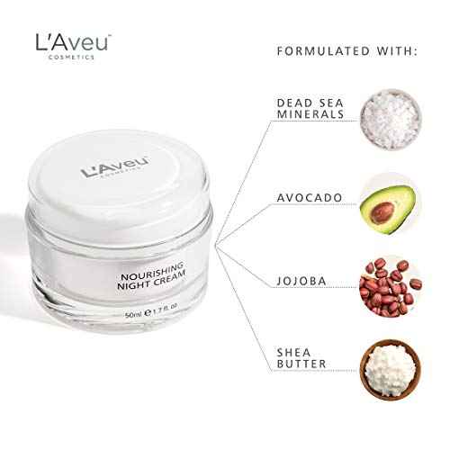 L'Aveu Nourishing Night Cream - Anti-Aging Nighttime Moisturizer for Face - Natural Moisturizing Facial Care Blend with Dead Sea Minerals, Shea Butter, Jojoba & Avocado - Gentle Skin Renewal - 1.7 oz