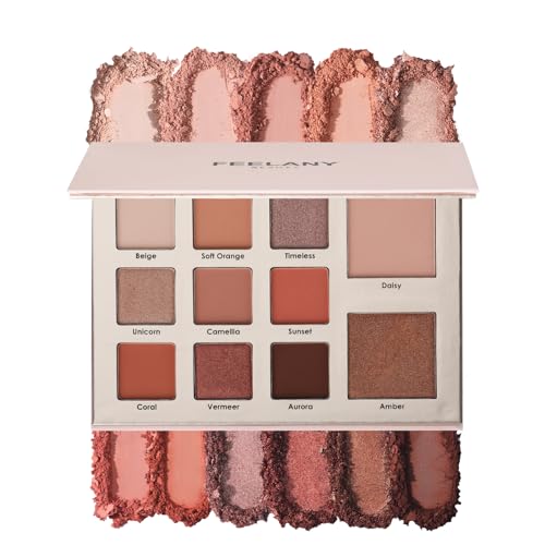 PROFESSIONAL MAKEUP Long Lasting Waterproof Eyeshadow Palette 11 Ultra-pigmented Shimmer & Matte Shades and Naked & Brown Warm Neutral makeup palette with Mirror - Blendable Multi-Purpose