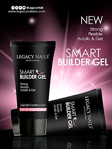 LEGACY NAILS SMART BUILDER GEL 1oz - Odor-Less, Full-Color Coverage, Advanced Viscosity Formula, Perfect for Sculpting Nail Extensions (Rose)