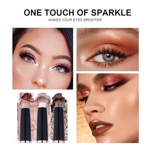 Light Gold Eyeshadow Stick Makeup, Long-Lasting Waterproof Eye Shadow Pencil, Hypoallergenic Smudge-Proof Glitter Primer Palette Shimmer Eyeliner, Easy to Blend Eye Make Up