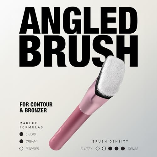 Real Techniques Cheek Hugging Contour Brush, Angled Makeup Brush for Cream Contour Liquid Bronzer & Sculpting, Precision Face Shaping, UltraPlush Bristles, Cruelty-Free, 1 Count