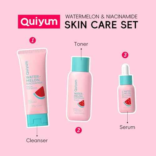 Watermelon Skin Care Set, Beauty Gift Sets, Facial Skincare Products, Routine Skin Care for Teens, Nourishing, Hydration, Glow Up, Trendy Stuff for Girls with 3PCS, Birthday Christmas Gift
