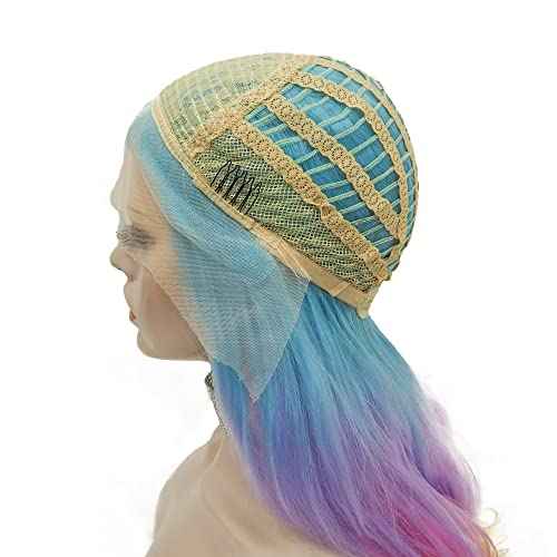 IMSTYLE Multi-Color Lace Front Wigs Rainbow Natural Wave Synthetic Wig for Cosplay Party Wig 26 inches