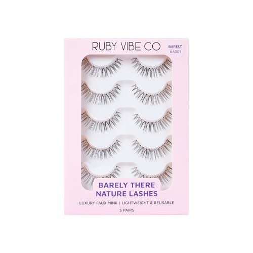 Wispy False Eyelashes Natural Look, Reusable Lash Strips 5 Pairs