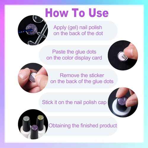 Laza 360pcs Nail Polish Swatch Dots with Adhesive Stickers Box-packed 12mm Clear Round Nail Display Tips Color Sample Tester for Gel Polish