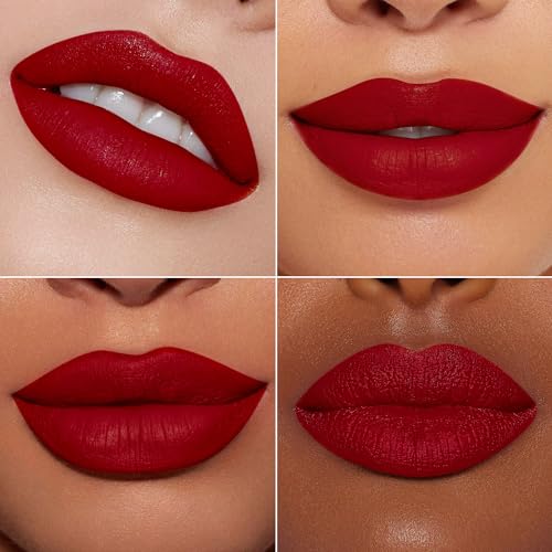 MAKI YIKA 2Pcs Matte Liquid Lipstick Set MVP Red Burgundy Lipstick Long Lasting Smudgeproof Transfer Proof Lip Makeup, Burgundy/MVPRed