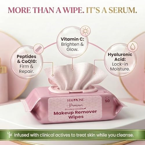 Anti-Aging Makeup Remover Wipes 50 Count Micellar Water