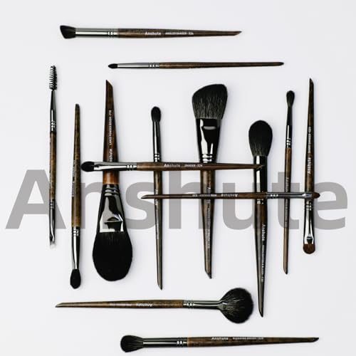 Natural Goat Hair Makeup Brushes Set of 14, Professional Natural Hair Cosmetic Brushes with Case, Beech Wood Handle. Super Soft Bristles, Variety of Brushes. Face Brushes, Eyeshadow Brushes