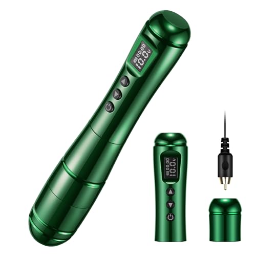 DKLAB Alioth Wireless Permanet Makeup Tattoo Pen Machine Kit Rotary Tattoo Gun with 2x Batteries Power Supply Lightweight Multi Functional Set for Professional Artists Permanent Makeup (Emerald)
