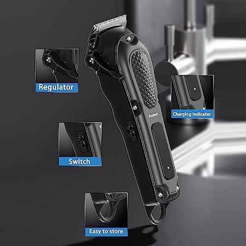 KEMEI Hair Clippers for Men Professional Cordless&Corded Barber Clippers for Hair Cutting & Grooming, Rechargeable Beard Trimmer for Men,KM-1071