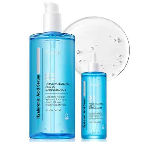 EWG Verified Hyaluronic Acid Serum for Face 8 + 2 fl oz, Vitamin B5 & Triple Pure Hyaluronic Acid 2%, Anti-aging Facial Serum for Fine Line Wrinkle Hydrating Serum Plump Dry Skin Fragrance-Free