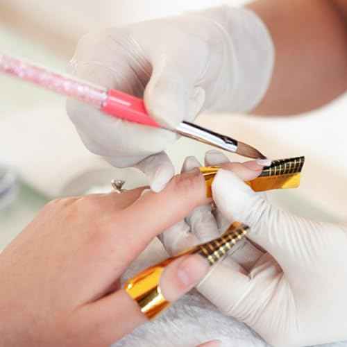 500 Pcs Nail Forms Gold Horseshoe Nail Extension Guide Paper Forms for Builder Gel, Polygel, Acrylic Nails